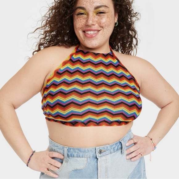 Pride Adult Knitted Halter Top - Chevron - Picture 1 of 4